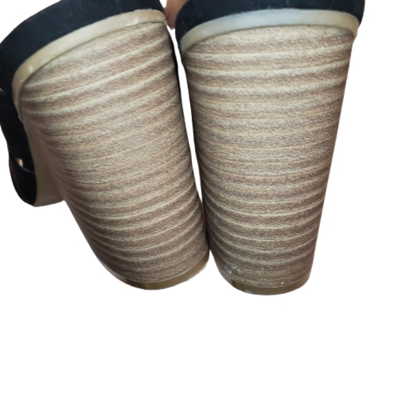 Merona Black Lace Up Open Toe Chunky Heels - Picture 8 of 10